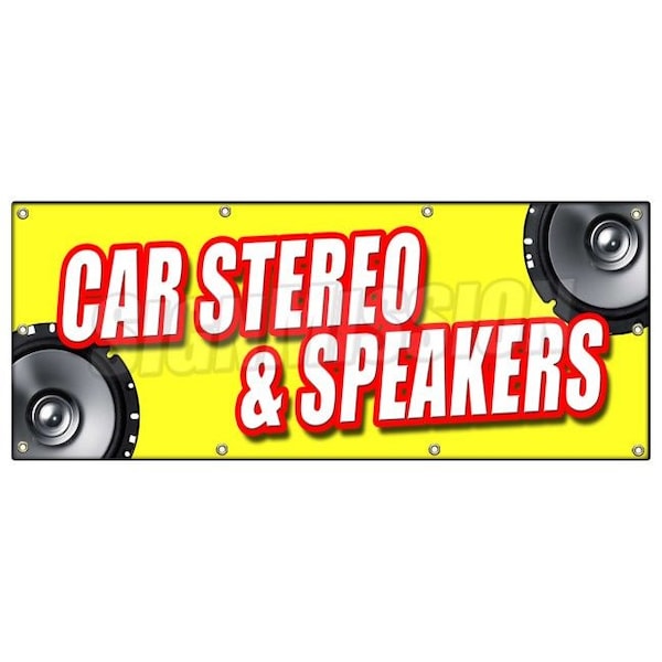 CAR STEREO & SPEAKERS BANNER SIGN mp3 installation service amplifers
